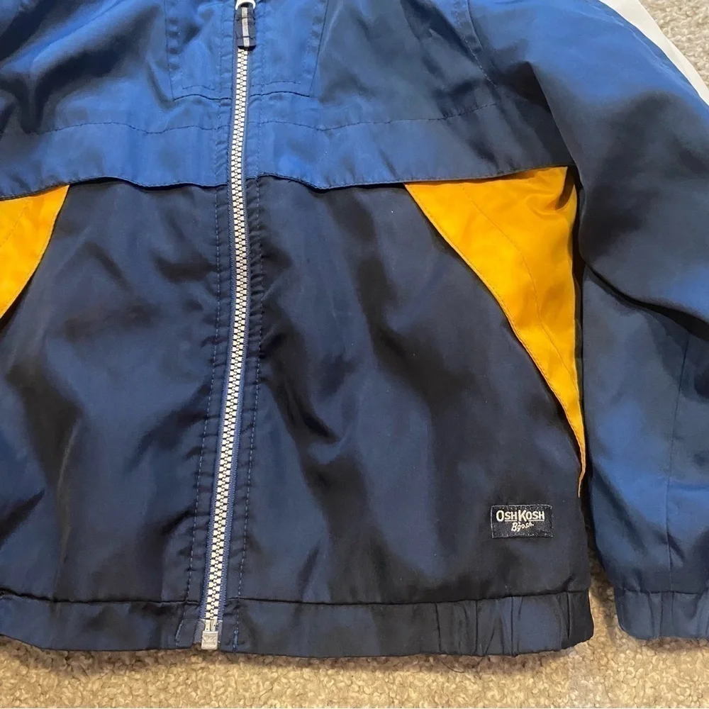 Oshkosh B’gosh Blue Hooded Full Zip Jacket Kids Blue Yellow Medium 5-6